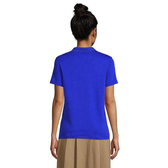 NWT‎ LANDS' END SHORT SLEEVE FEMININE FIT INTERLOCK POLO SHIRT COBALT XS - Picture 2 of 6